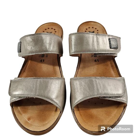 Mephisto Double Strap Gold Metallic Leather Sandals With Heels EU 41 / U… - Picture 2 of 9